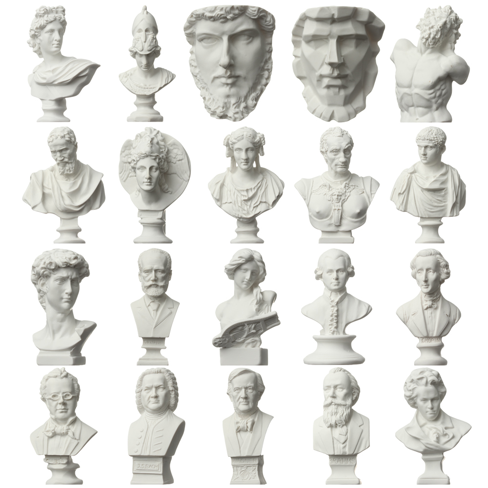 古代ギリシャ風 ホワイトバスト彫刻　石膏像 新ミニ置物石膏像ギリシャ神話有名人有名な彫刻描画練習石膏バスト肖像